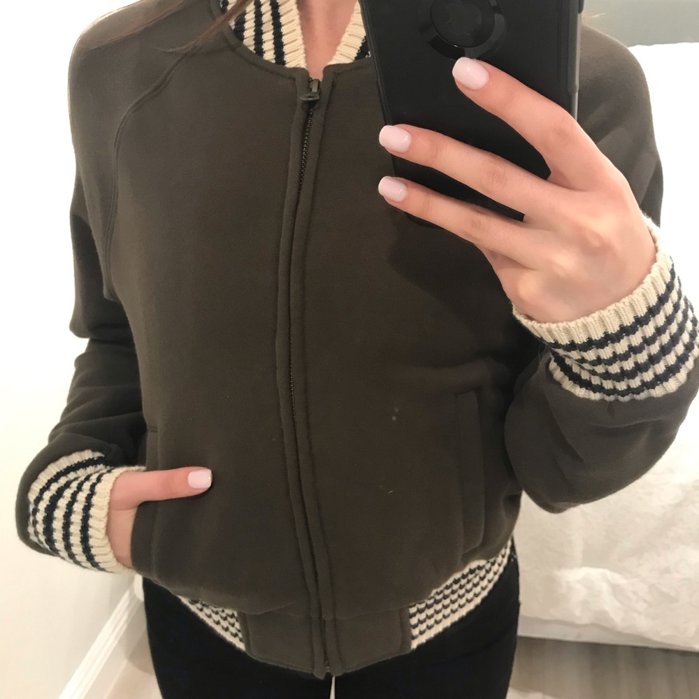 NWOT XS olive varsity bomber